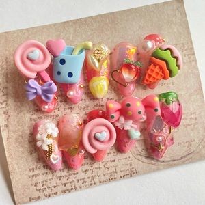 Buy one get one FREE! Summer fruit & candy juicy Nail tips/ False nails